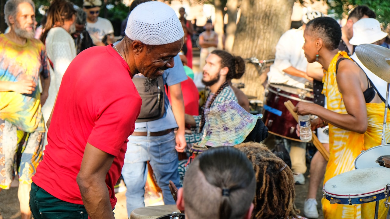 Community members participating together at an outdoor gathering